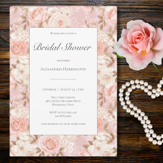 Elegantes Blush-Rose-Brautparty Einladung