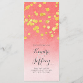 Elegantes Blush- und Gold Confetti-Hochzeitsprogra Programm