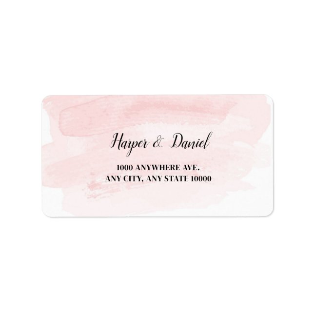 Elegantes Blush-Wasserfarben-Adressetikett Adressaufkleber (Vorne)
