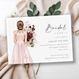 Elegantes Blush Wedding Gown Brautparty laden Dankeskarte