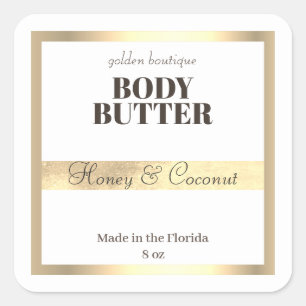 Elegantes Body Butter Wellness-Center Produkt Gold Quadratischer Aufkleber
