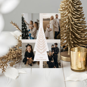 Elegantes Bogen-Geschenk Immergrüner Baum Foto-Col Folien Feiertagskarte