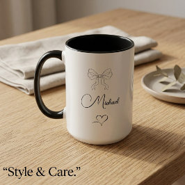Elegantes Bogen- und Herz-Personalisierungsdesign Tasse