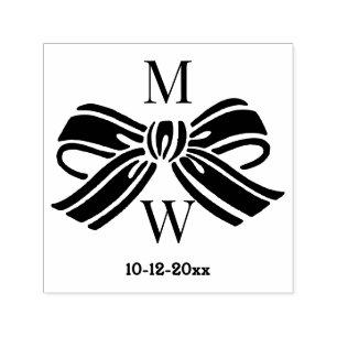 Elegantes Bogenband #5V Hochzeitspaar Initialen Dt Permastempel