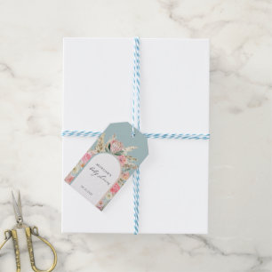 Elegantes Bohemisches Blumenspül-Monogramm Geschenkanhänger
