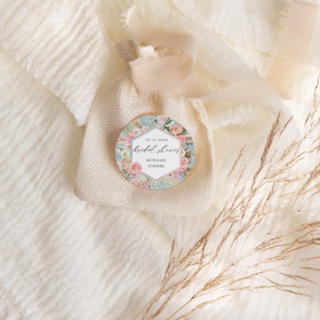 Elegantes Bohemisches Brautparty mit Blumen Runder Aufkleber (Von Creator hochgeladen)