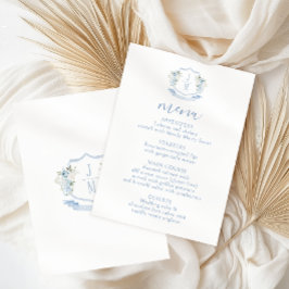 Elegantes Bohemisches Hochzeitsmenü mit hellblauer RSVP Karte