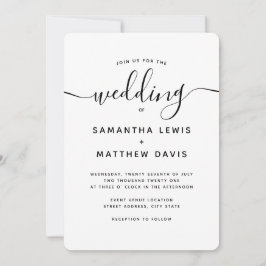 Elegantes Bohemisches Script Minimalistisch Weddin Einladung