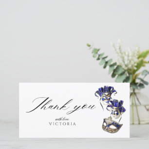 Elegantes Bohemisches Skript Silver Frame Masquera Dankeskarte