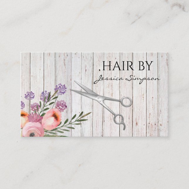 Elegantes bohfarbenes Blumenschere Holz Terminkarte (Vorderseite)