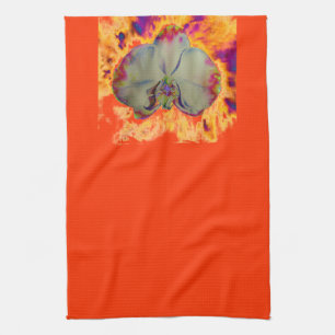 Elegantes boho abstraktes Orchideengemälde Geschirrtuch