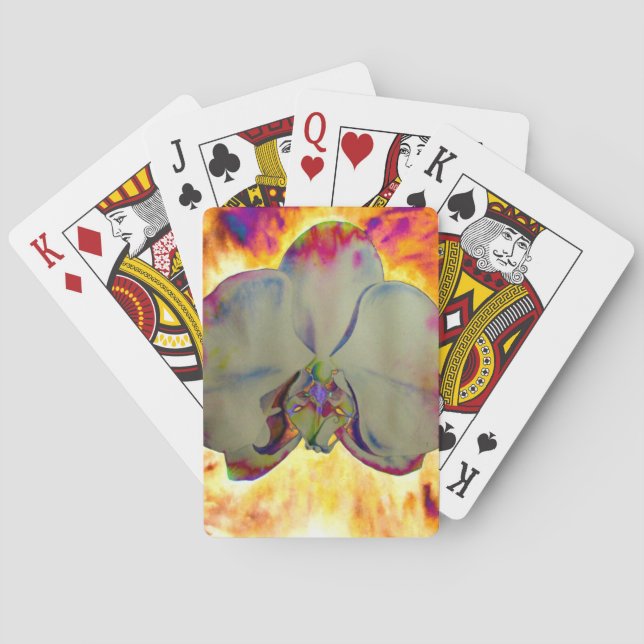 Elegantes boho abstraktes Orchideengemälde Spielkarten (Rückseite)