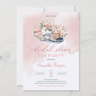 Elegantes boho Aquarell Rosentee Party Einladung
