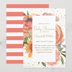 Elegantes Boho Blume Baby in Bloom Baby Shower Einladung