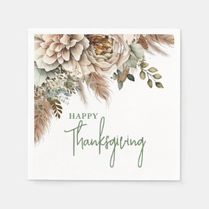 Elegantes Boho-Blumen-Happy-Thanksgiving Serviette