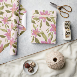 Elegantes Boho-Blumen-Wasserfarben-Handgemalt Geschenkpapier