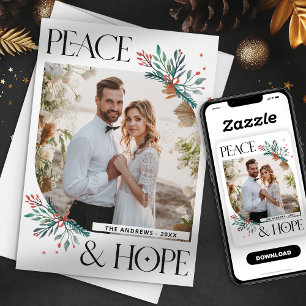 Elegantes Boho-Blumen-Weihnachten für Frieden und  Feiertagskarte