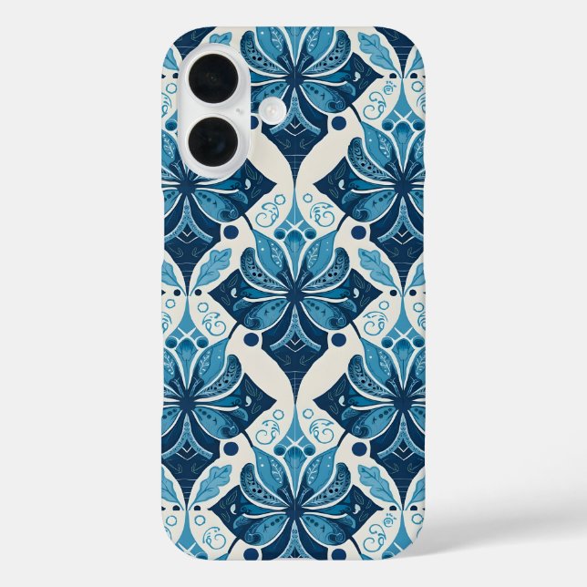 Elegantes Boho Blumenmuster in Blau Case-Mate iPhone Hülle (Rückseite)