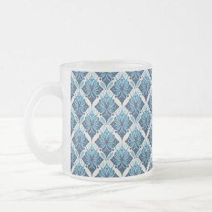 Elegantes Boho Blumenmuster in Blau Mattglastasse