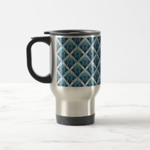 Elegantes Boho Blumenmuster in Blau Reisebecher