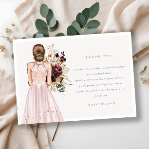 Elegantes Boho-Blush-Hochzeitskleid Brautparty Dankeskarte
