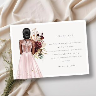 Elegantes Boho-Blush-Hochzeitskleid Brautparty Dankeskarte