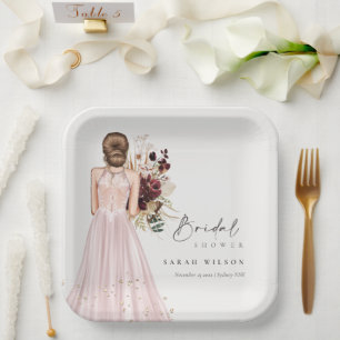 Elegantes Boho Blush Wedding Gown Brautparty Pappteller