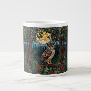 Elegantes Boho-Buntglas-Eule-Wald-Waldlandschaft Jumbo-Tasse