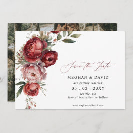 Elegantes Boho Burgundy Blush Foto Save The Date