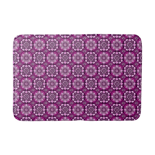 Elegantes Boho Chic Geometric Floral Pattern Badematte (Vorderseite)