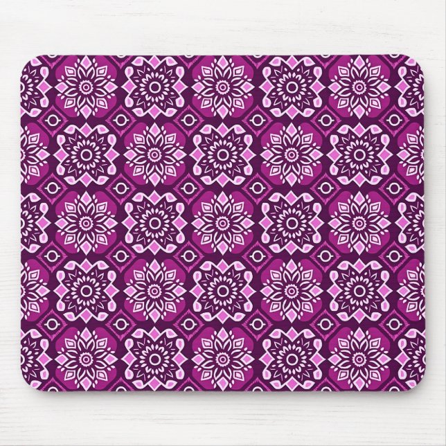 Elegantes Boho Chic Geometric Floral Pattern Mousepad (Vorne)
