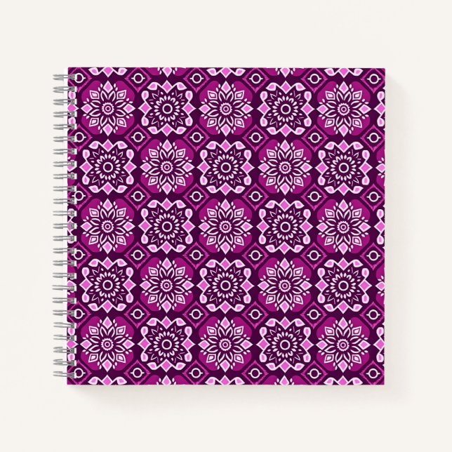 Elegantes Boho Chic Geometric Floral Pattern Notizbuch (Vorderseite)