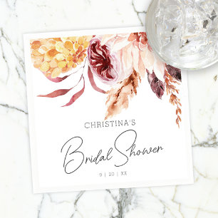 Elegantes Boho Chic Watercolor Brautparty Serviette