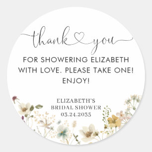 Elegantes Boho-Chic-Wildblumen-Blumen-Dankeschön Runder Aufkleber