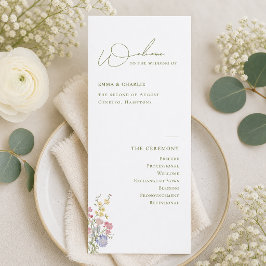 Elegantes Boho-Chic-Wildblumen-Hochzeitsprogramm