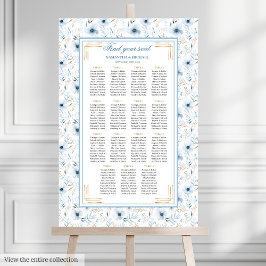 Elegantes Boho Dusty Blue Gold Glitzer Seating Cha Poster