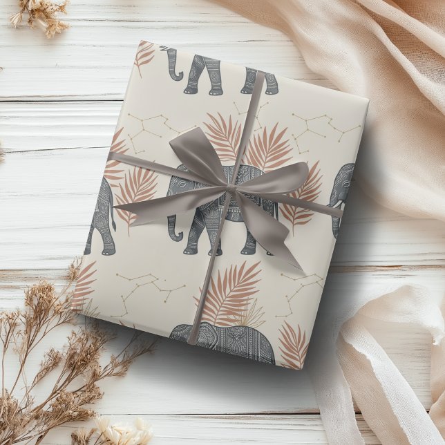 Elegantes Boho-Elefanten-Geschenkpapier Geschenkpapier (Von Creator hochgeladen)