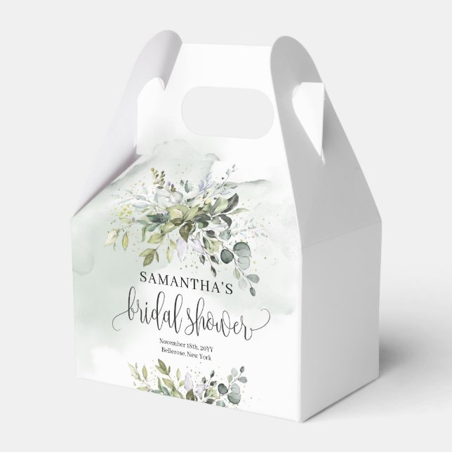 Elegantes boho-grünes Eukalyptusgold-Brautparty Geschenkschachtel (Vorderseite)