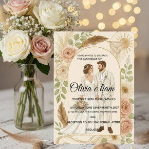 Elegantes Boho-Hochzeits-Schreibwarensuite - Olivi Karte