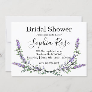Elegantes boho Lavender Eucalyptus-Brautparty Einladung