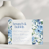 Elegantes Boho Light Blue Watercolor Brunch Bubbly