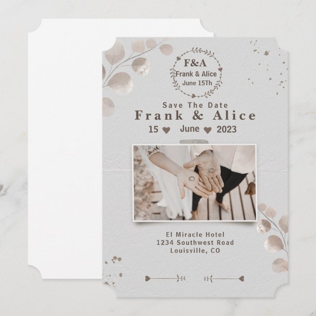 Elegantes Boho-Modernes Save-the-Date  Save The Date (Vorne/Hinten)