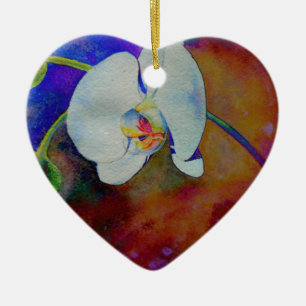 Elegantes boho-orchid-Aquarellbild Keramik Ornament
