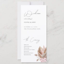 Elegantes Boho-Pampasgras-Hochzeitsprogramm