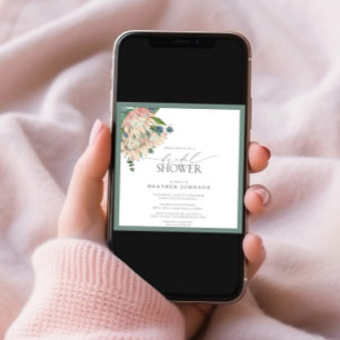 Elegantes Boho Protea Wasserfarbenes Brautparty Einladung