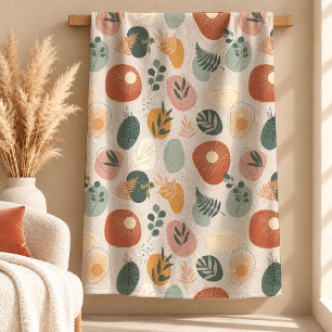 Elegantes Boho-Regenbogen-Blätter-Formen-Akzentsch Fleecedecke