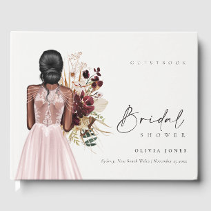 Elegantes Boho-Rosa Hochzeitskleid Braut Dusche Gästebuch