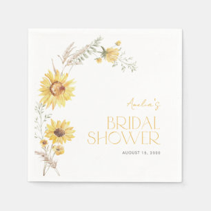 Elegantes Boho Sonnenblumen Botanisches Brautparty Serviette