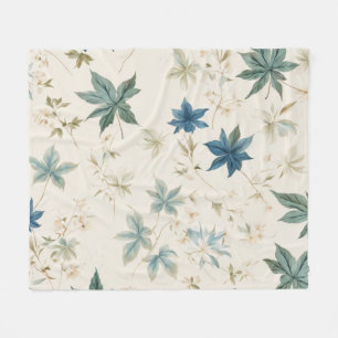 Elegantes Boho-Vintage-Ahornblatt-Blumenmuster Fleecedecke