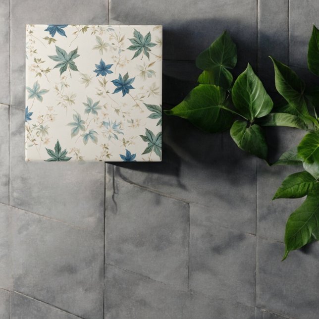 Elegantes Boho-Vintage- Ahornblatt-Blumenmuster Fliese (Von Creator hochgeladen)